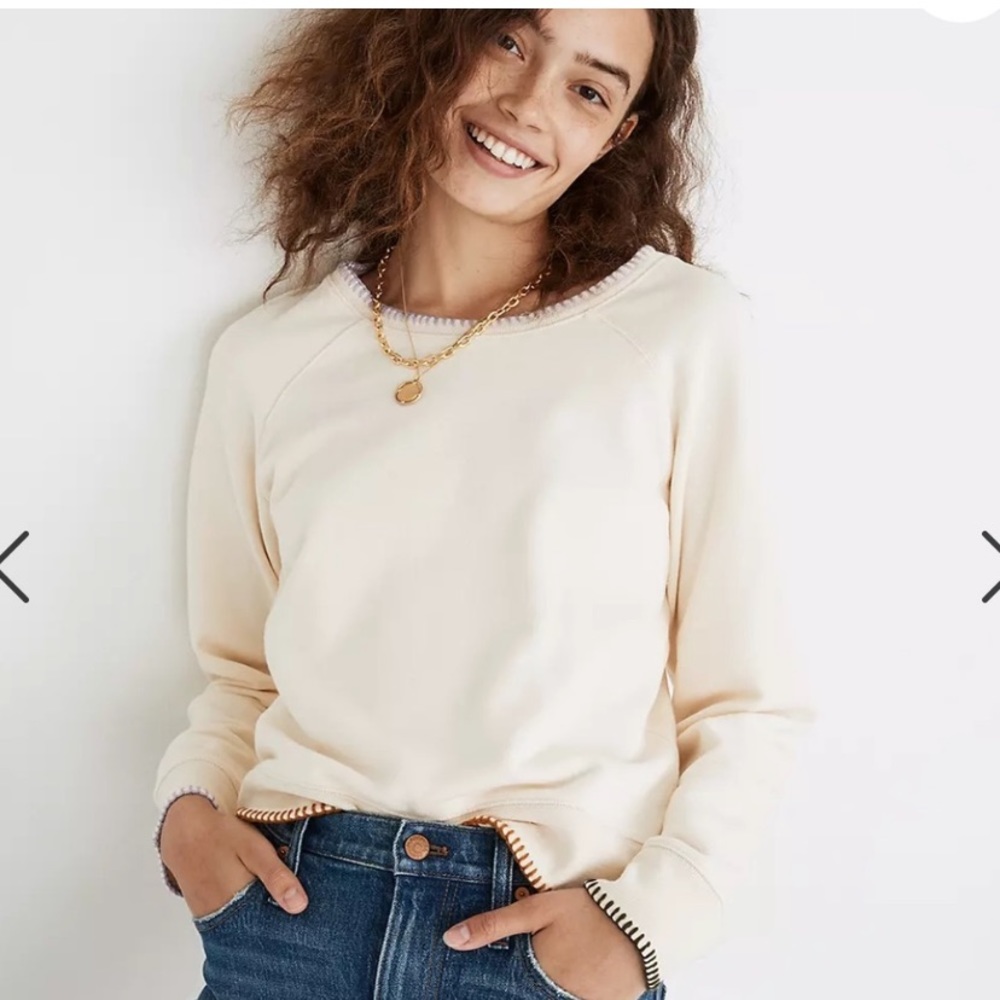 Madewell stitched shrunken sweatshirt cream color size xs